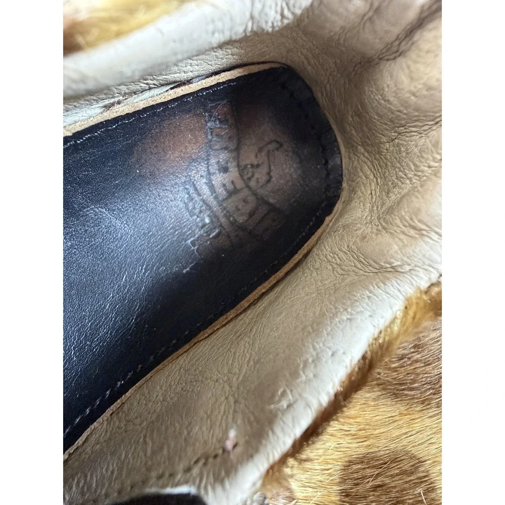 Freebird Crib Shoes Girls 3 Brown Baby Kicks Animal Hair Leather Lined Slippers